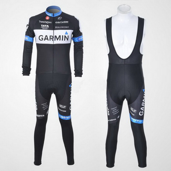 2011 Maillot Garmin Tirantes Mangas Largas Blanco Y Negro